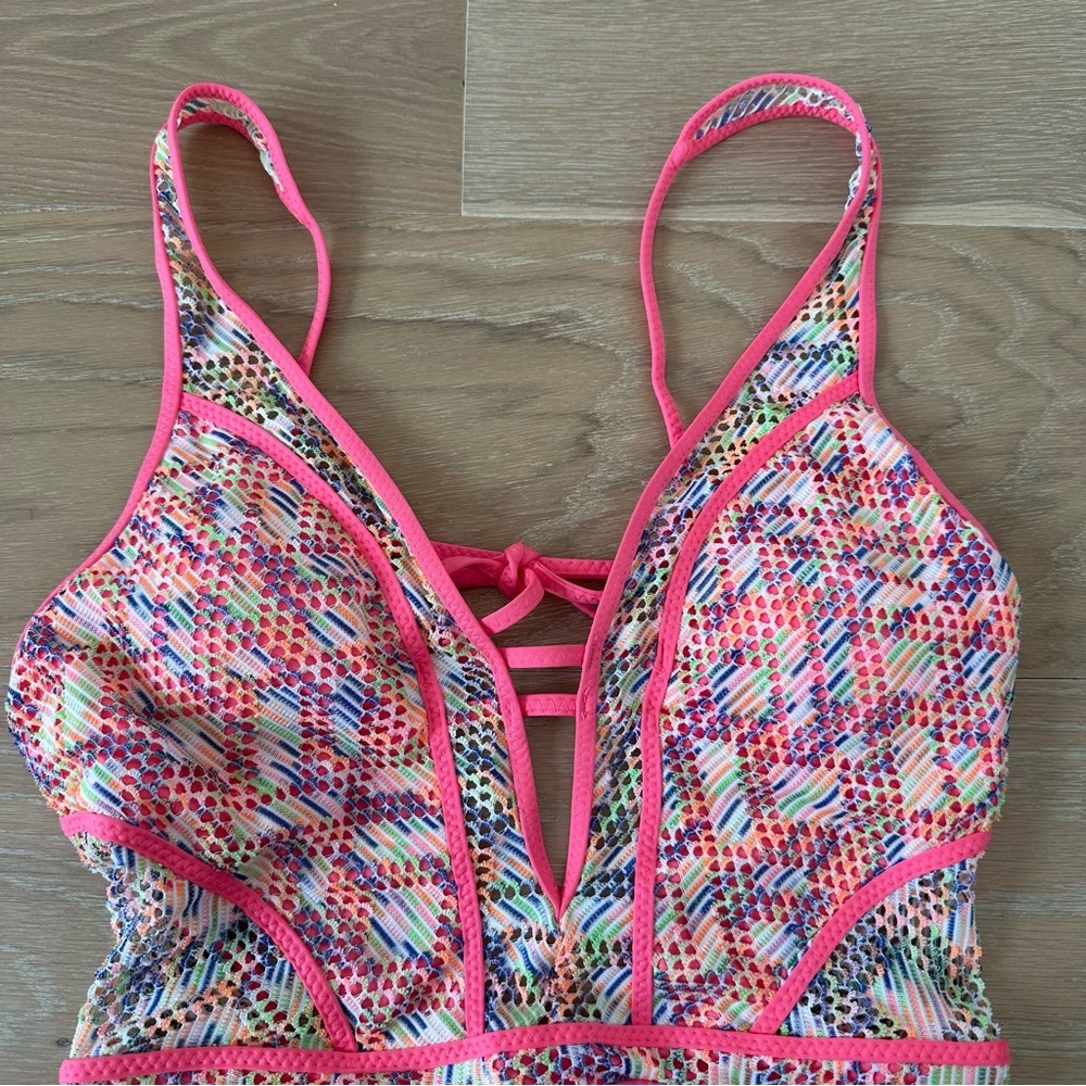BECCA Multicolor Pink Orange Patterned One-Piece Swimsuit - Picture 10 of 13